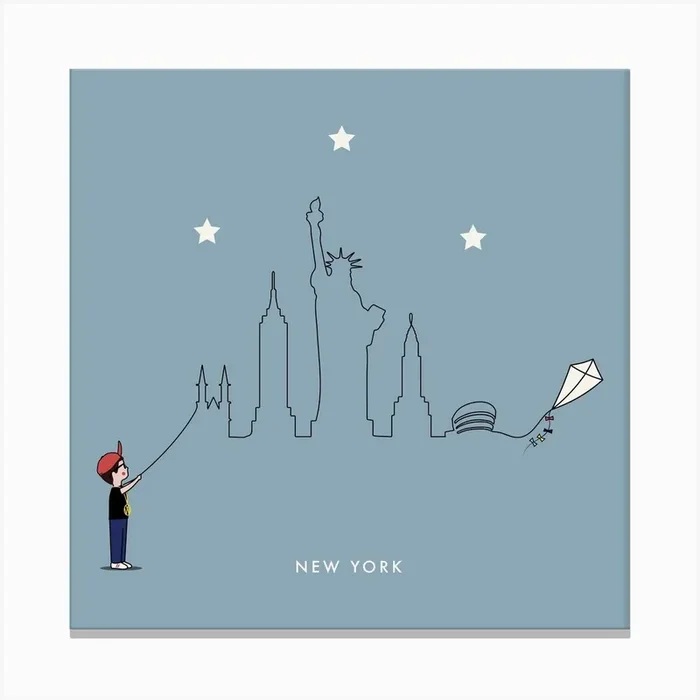 New York Skyline Kite Boy Canvas Print by Dusko Paripovic