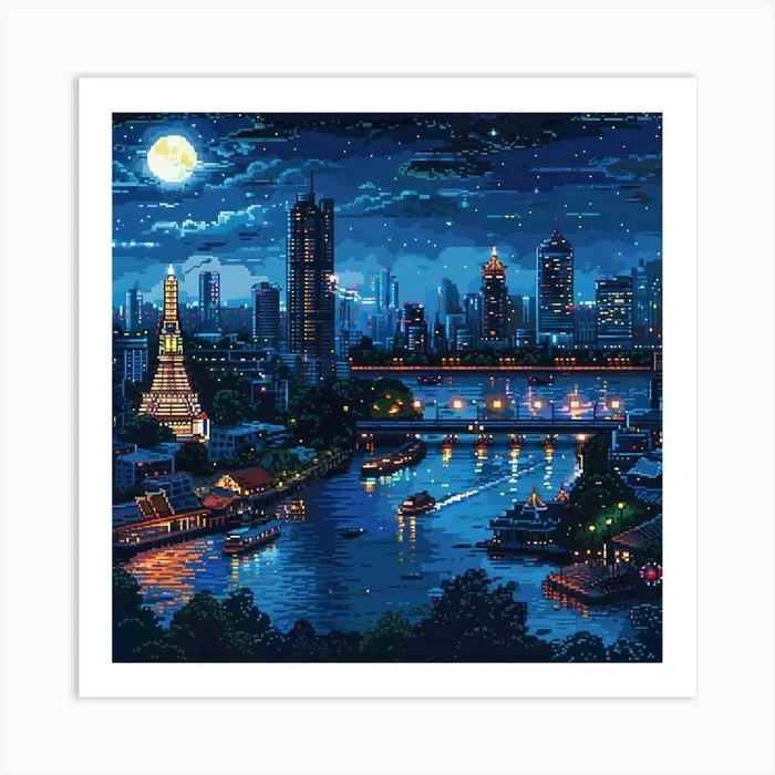 Night In Bangkok Art PrintD by dailybitlife