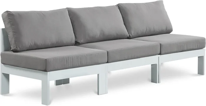 Nizuc 90 ” Water Resistant Fabric Upholstered Outdoor Patio 3pc. Armless Modular Sofa
