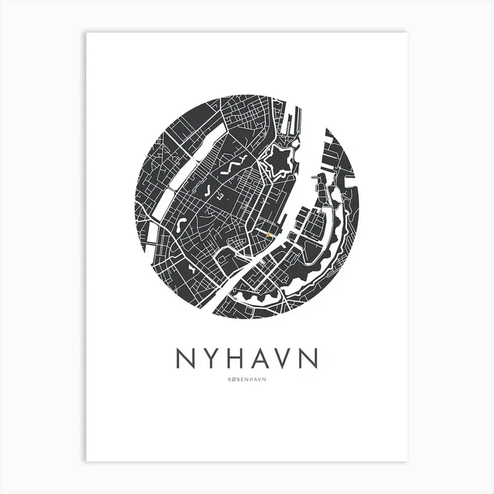 Nyhavn in Black by emerybloom Art PrintE by Emerybloom