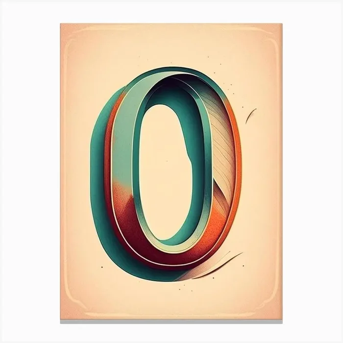O, Letter, Alphabet Retro Drawing 4 Canvas PrintAA by Artful ABCs
