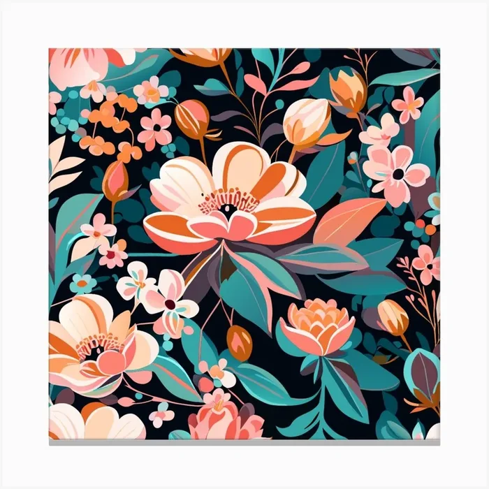 Oil Seamless Spring Floral Pattern Background With Canvas PrintAC by ART CREATION