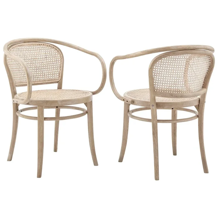 Oliana Wood Gray Dining Armchair Set of 2