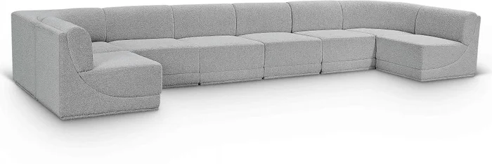 Ollie 188 ” Boucle Fabric Upholstered 8pc. Modular Sectional