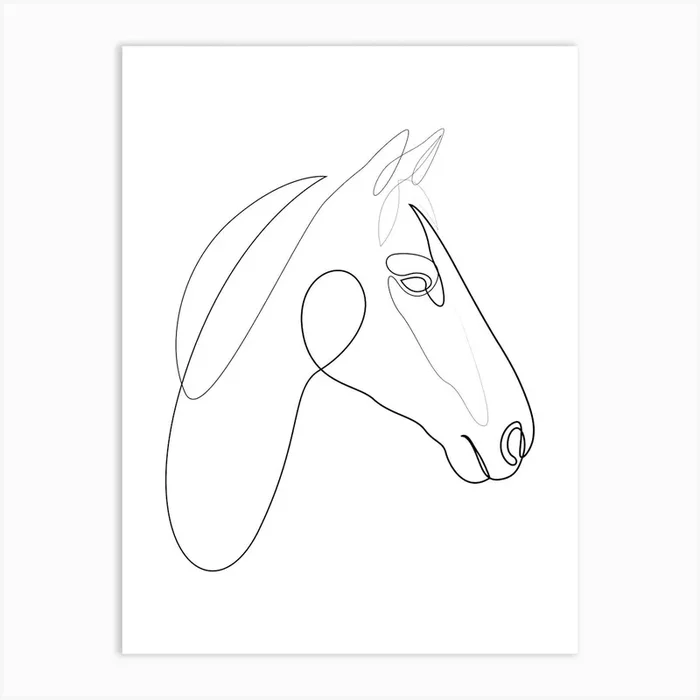 One line horse – H3 Art Print by Addillum