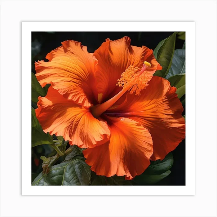 Orange Hibiscus Flower Art PrintB by BEATY