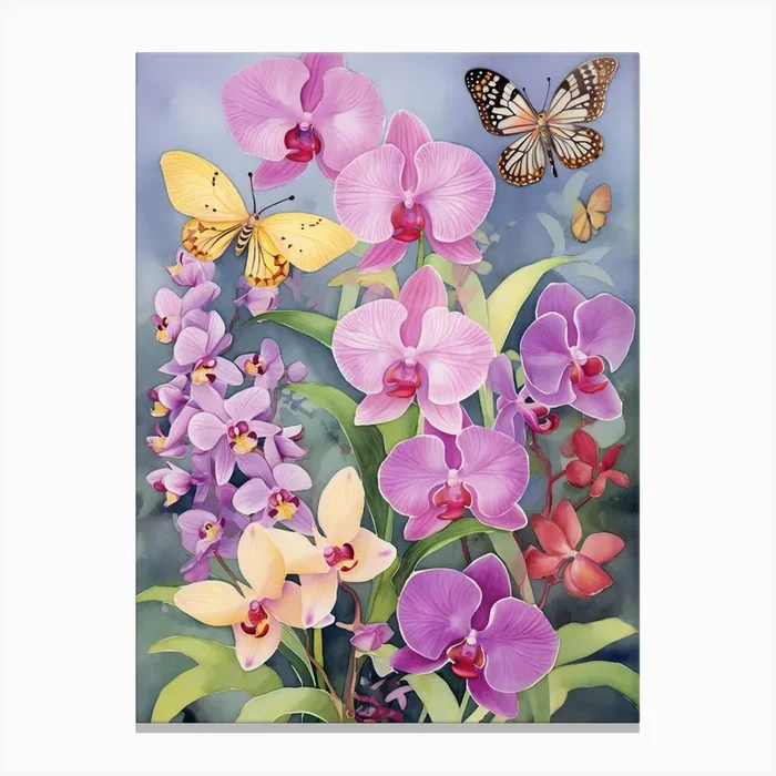Orchids And Butterflies 1 Canvas PrintA by Aidyrose