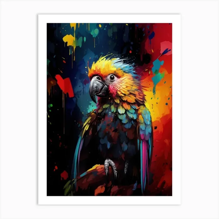 Parakeet Parrot color painting Art Print by Fotkrat