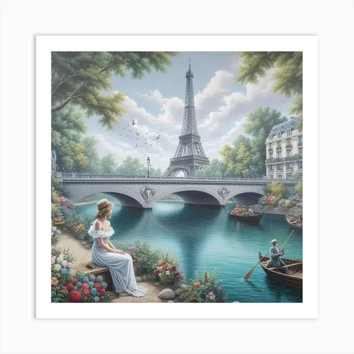 Paris By The River Art PrintD by DGTDGT
