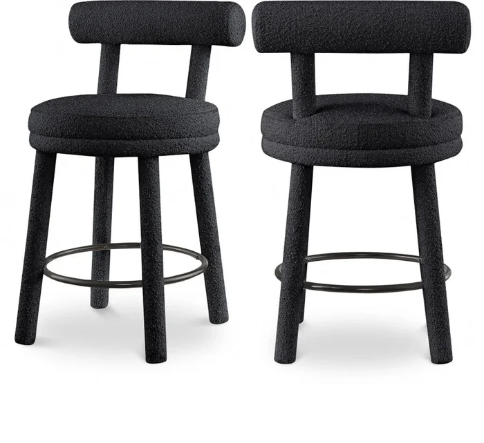 Parlor Boucle Fabric Upholstered Bar / Counter Stool
