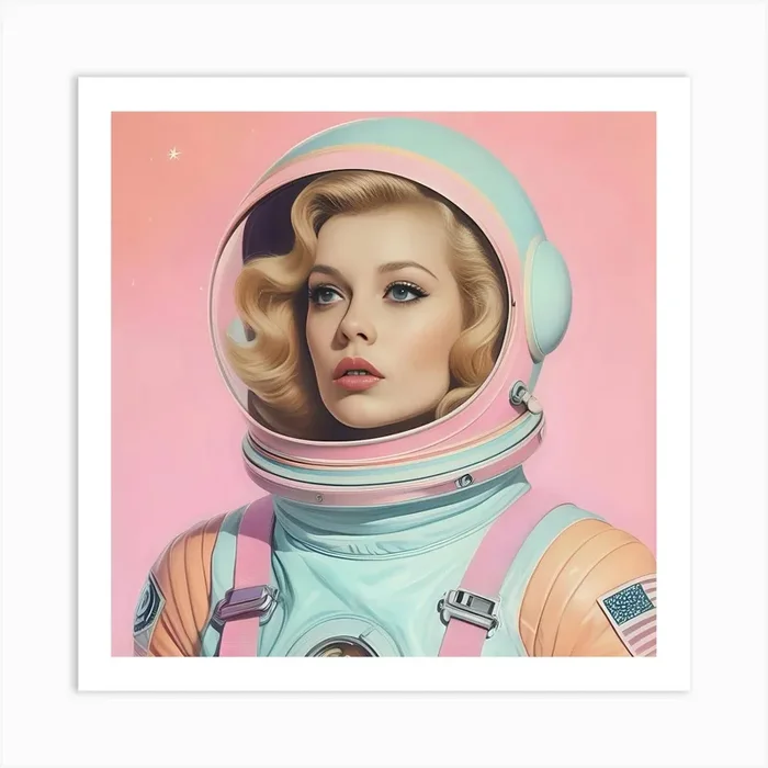 Pastel Female Astronaut Art Print by Kate & Olive