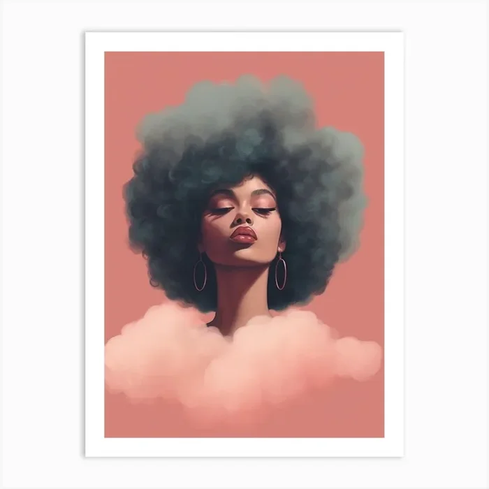 Pastel Portraits Pink Clouds 2 Art Print by AfroFusion