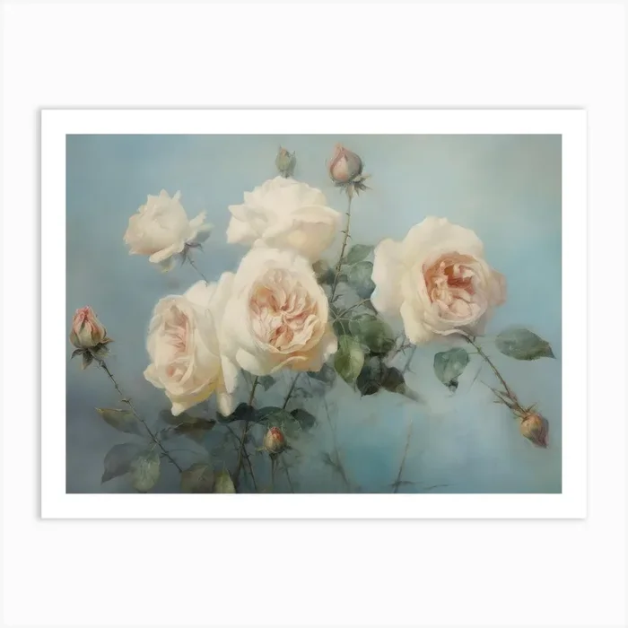 Pastel Roses Painting Art Print by Fir & Oak