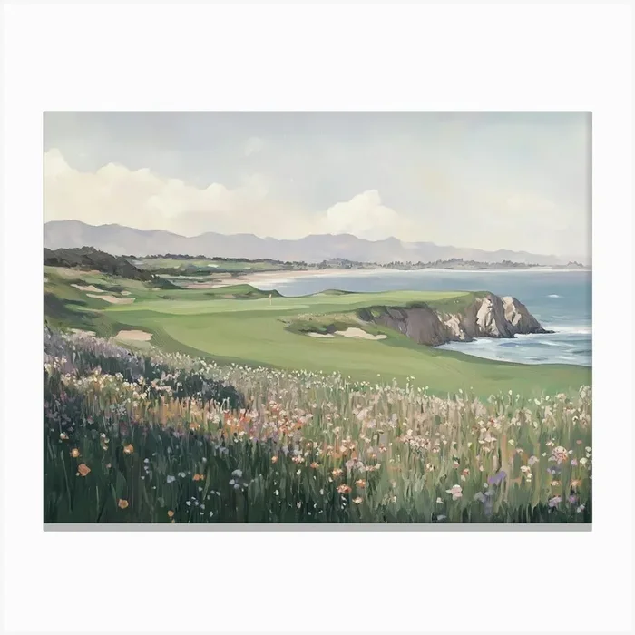 Pebble Beach Golf Course Canvas Print by Melloi Art Prints