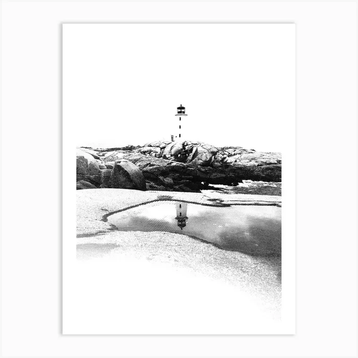 Peggy’s Cove Lighthouse Digital Illustration Art Print by Andreas Danner Creative