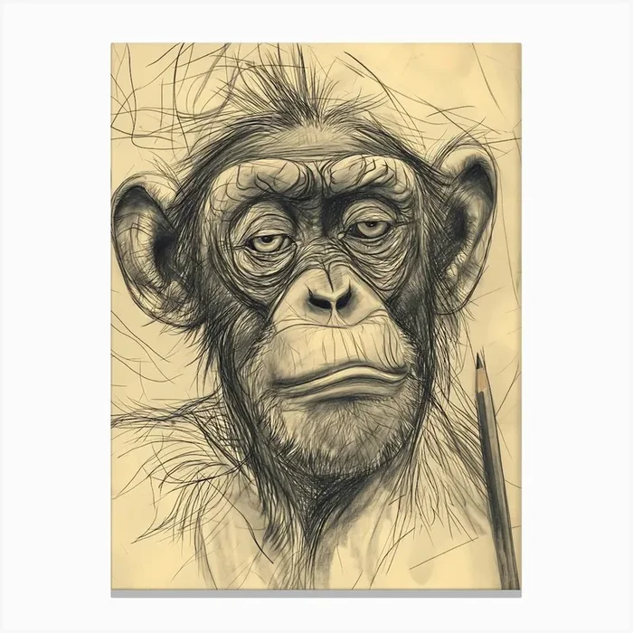 Pencil Ape Canvas Print by Andreas Magnusson