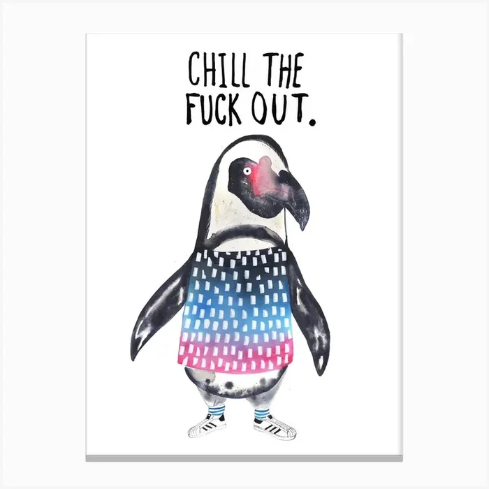 Penguin Sweater Canvas Print by Jolly Awesome