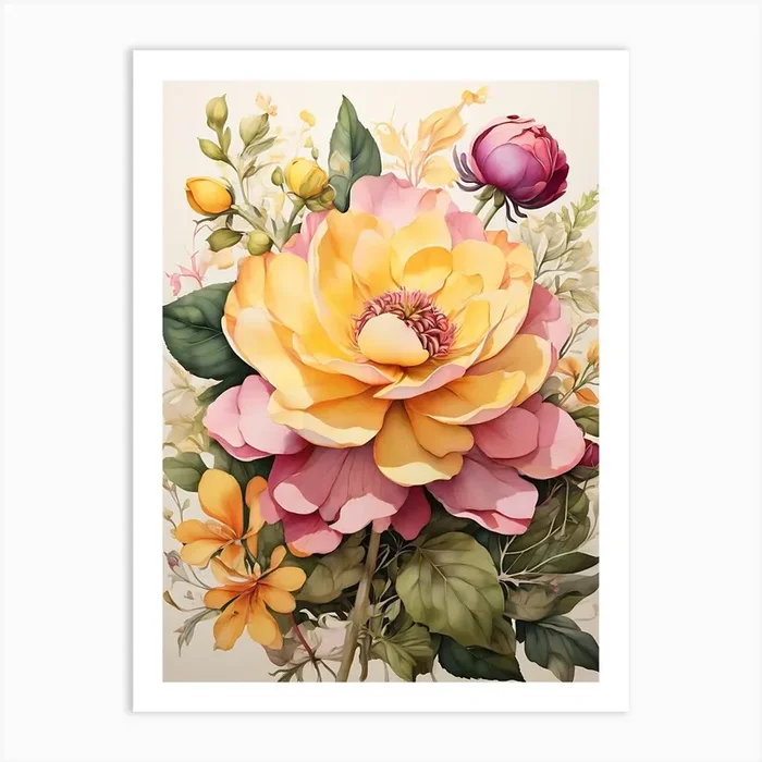 Peony Painting Art Print by WaveArt Studios