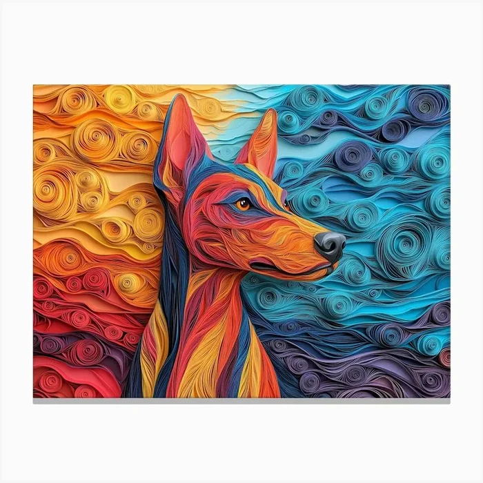 Pharoah Hound Paper Quilling Dog Portrait II Canvas Print by der Mumpitz