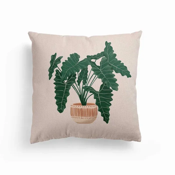 Philodendron 2 Canvas Cushion by Gush Art Studio