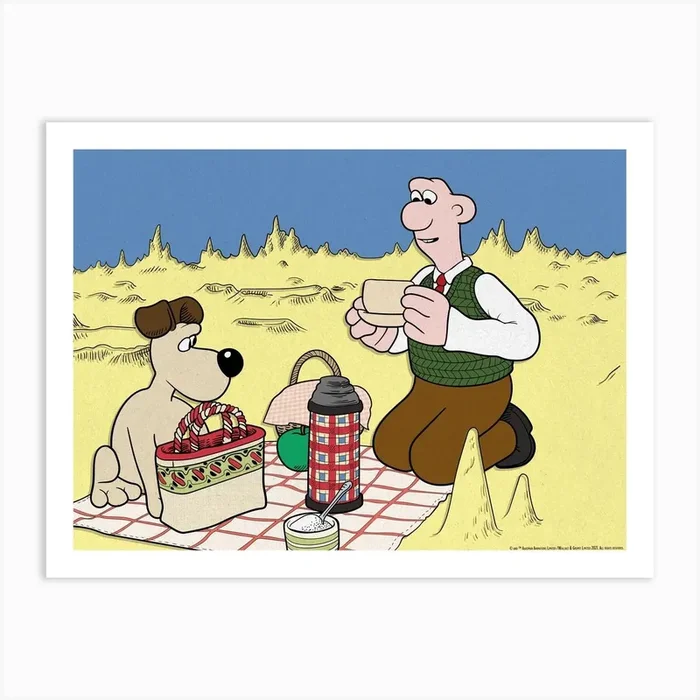 Pic Nic On The Moon Art Print by Wallace and Gromit Art Prints and Posters