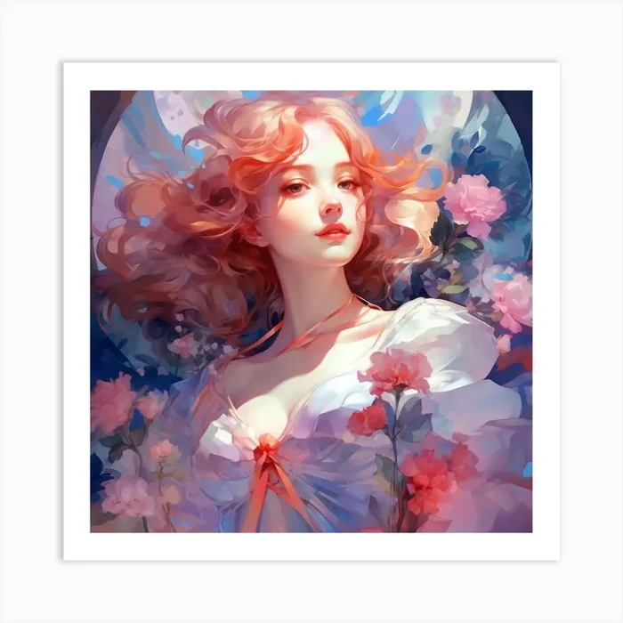 Pink And Blue Art PrintUK by unaiza kaleem