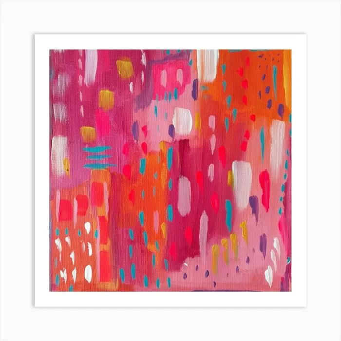 Pink and Orange Brushstrokes Abstract Art Print by Danielle Gensler Abstracts