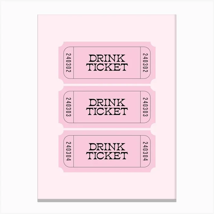 Pink Drink Ticket Canvas Print by DecemberSeven