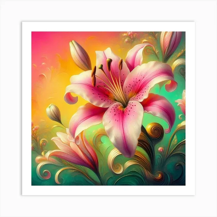 Pink Lily Painting Art PrintD by DGTDGT