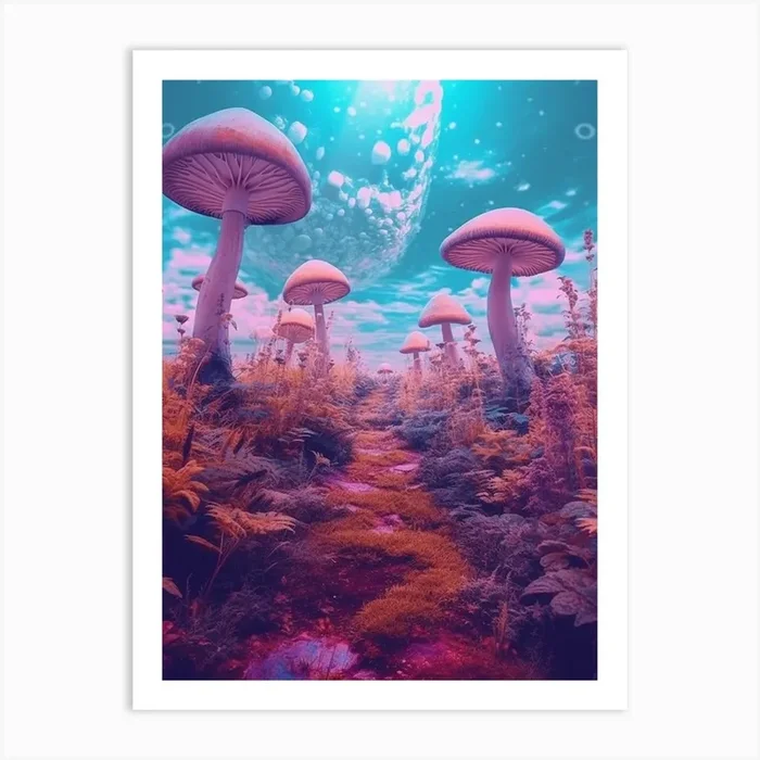 Pink Surreal Mushroom 5 Art Print by Enchanted Prints