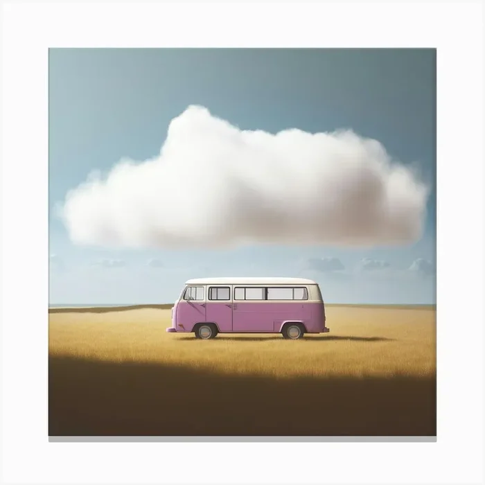 Pink Van With Cloud Canvas Print by AdamC