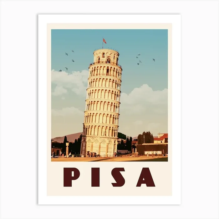 Pisa Italy Travel Poster 2 Art Print by Vintaprints