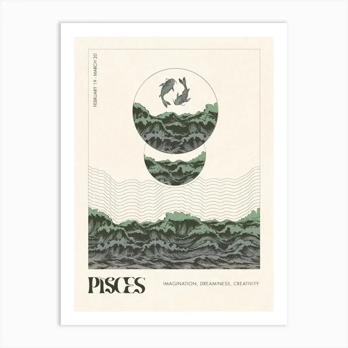 Pisces Fy Std Art Print by Inktally