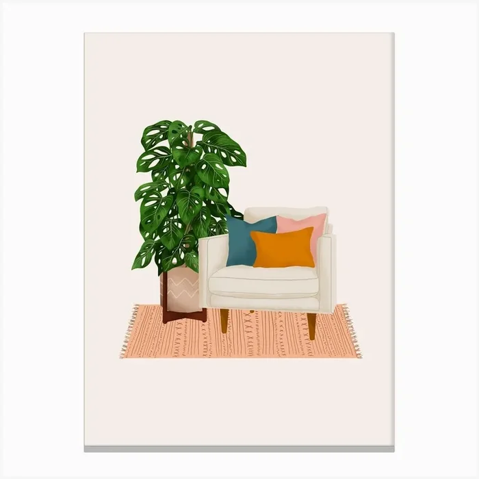 Plant And Chill Canvas Print by Gush Art Studio