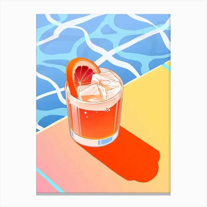 Poolside Cocktail Canvas Print by Barrie Jones