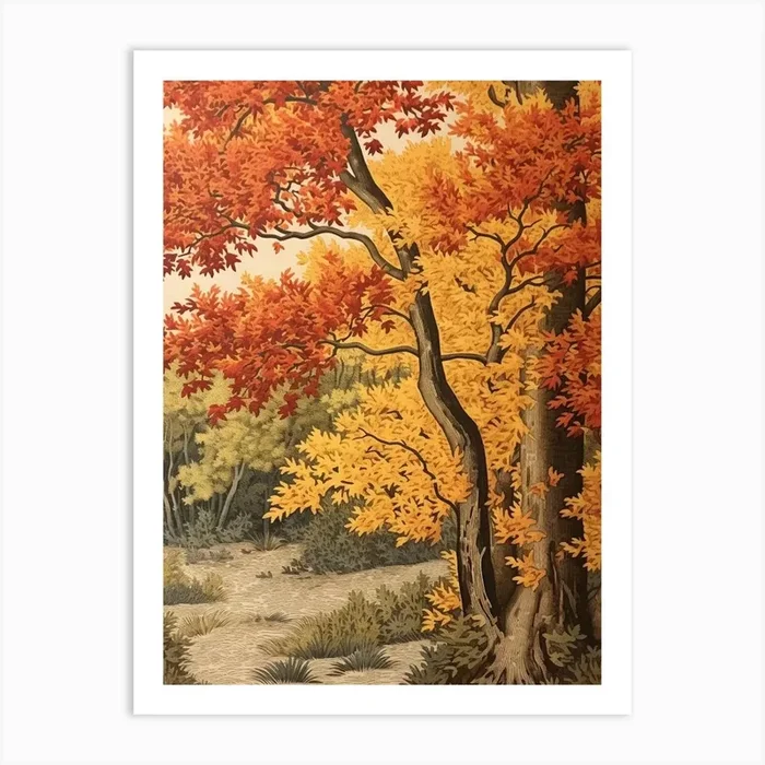 Poplar 2 Vintage Autumn Tree Print Art Print by Autumn Aura Prints