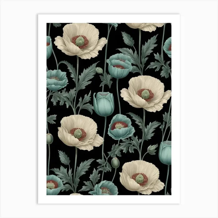 Poppies On A Black Background Art Print by Artistry Innovare