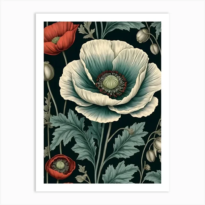 Poppies On Black Background Art Print by Artistry Innovare