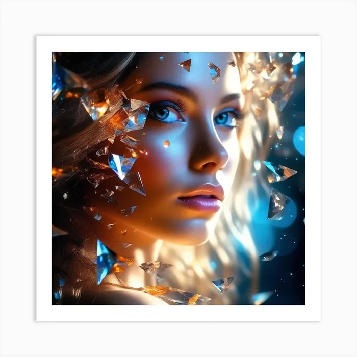 Portrait Of A Girl With Diamonds Art Print by Sara Store