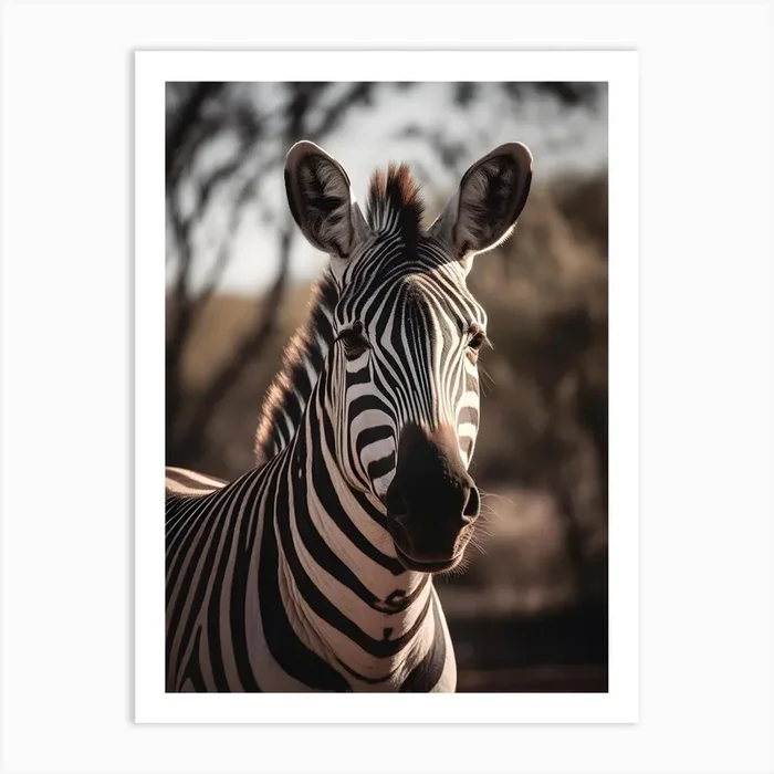 Portrait of a Zebra Art Print by drdigitaldesign