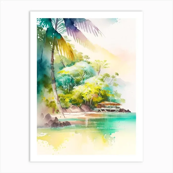 Providencia Island Colombia Watercolour Pastel Tropical Destination Art Print by Coconut Cove