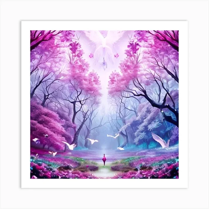 Purple Fantasy Land Art Print by Innerworks
