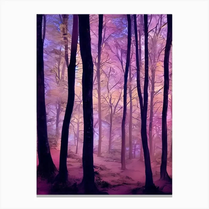 Purple Forest At Sunset Canvas Print by Charlie Carey