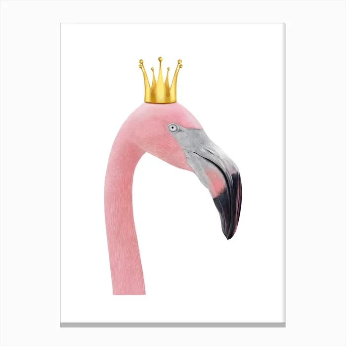 Queen Flamingo Canvas Print by Valeriya Korenkova