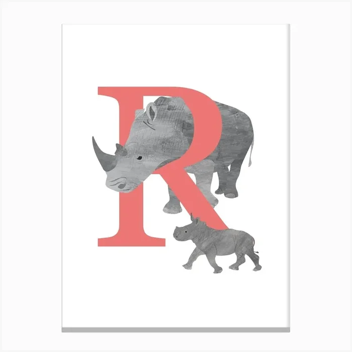 R For Rhino Canvas Print by Revista
