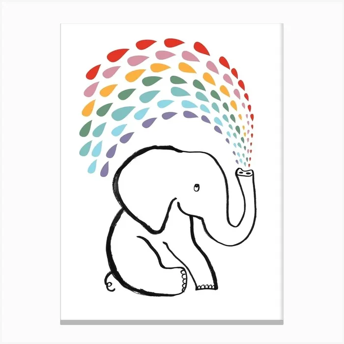 Rainbow Elephant Canvas Print by Karin Akesson