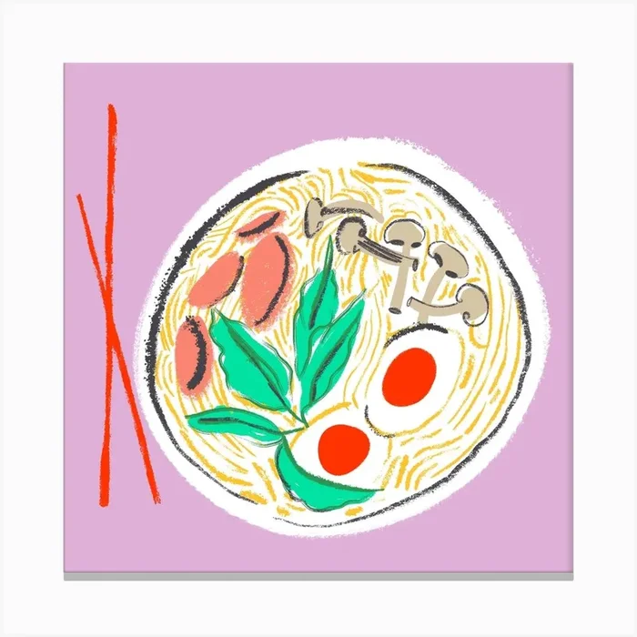 Ramen Dreams Square Canvas Print by Isabella Bunnell
