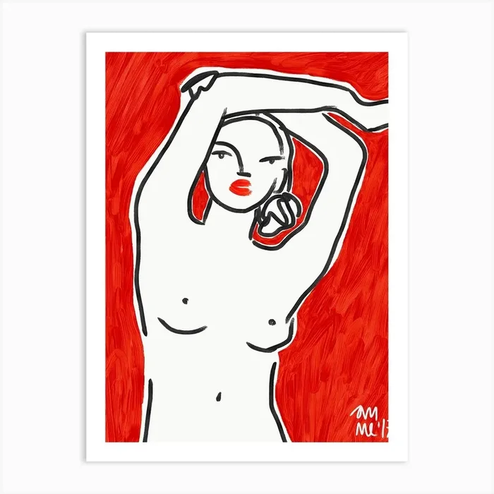 Red Nude Art Print by Ana Clerici