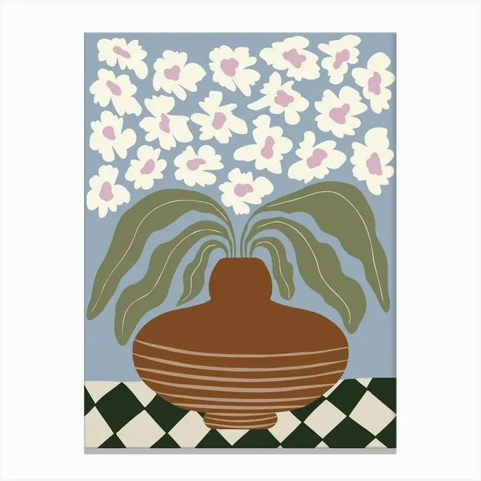 Retro Clay And Flower Canvas PrintMA by Miho art studio