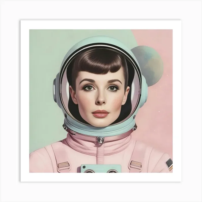 Retro Female Astronaut Art Print by Kate & Olive